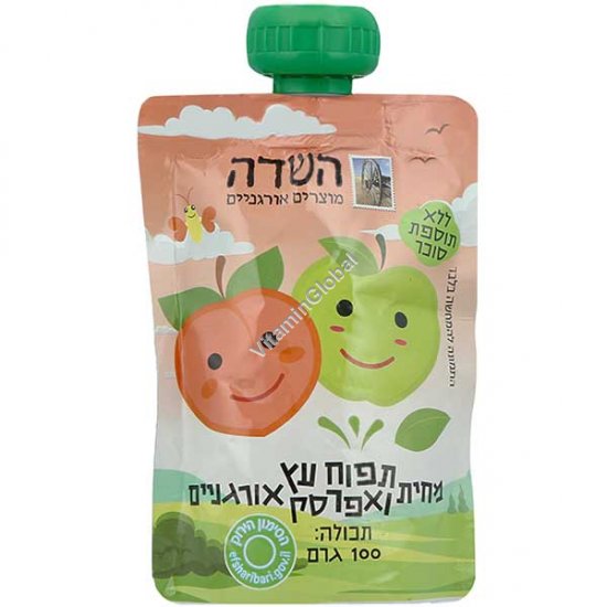 מחית תפוח עץ ואפרסק אורגניים 100 גרם - השדה