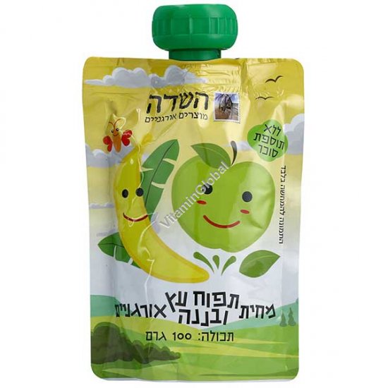 מחית תפוח עץ ובננה אורגניים 100 גרם - השדה